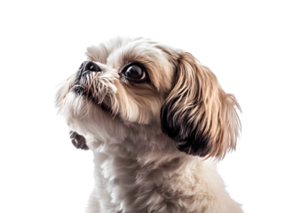 Shih Tzu Dog Looking Back Over its Shoulder Isolate on Transparent Background, Cut Out, Pet, Cute Animal, Close-up, white background