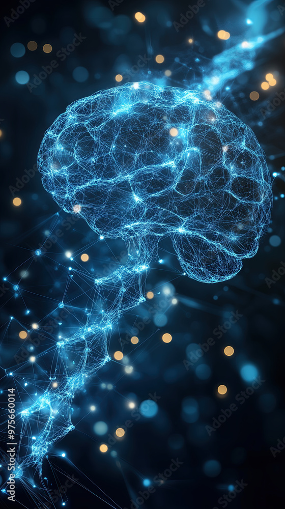 Aufkleber digital image of brain with glowing neural connections and lights