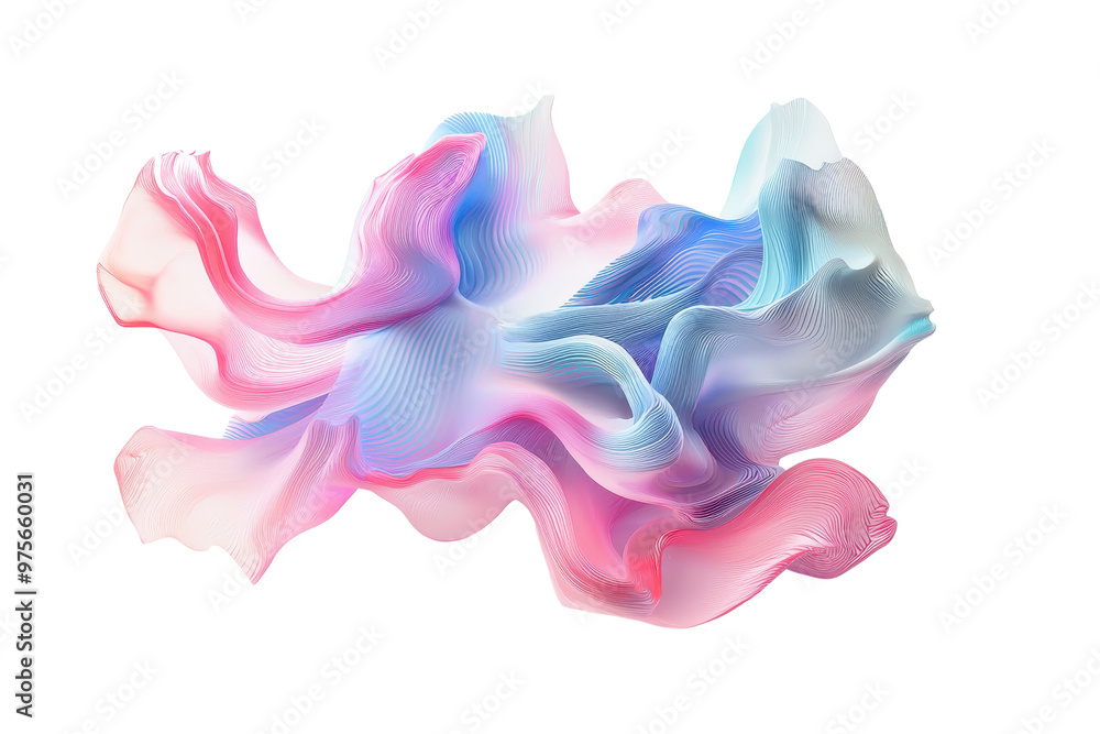 Aufkleber abstract colorful wave-like fabric design with a blend of pink, blue, and white tones, creating a fl