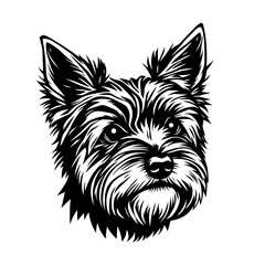 Yorkshire terrier head black vector illustration on white background. Generative AI