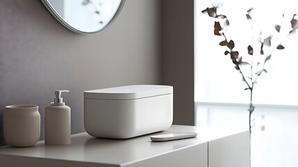 Fototapeta premium 187. A minimalist white storage box with a sleek design