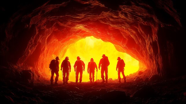 workers against a mine background linart style illustration