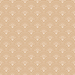 Ornate Art Deco Brown Fan Scales Seamless Vector Repeat Pattern