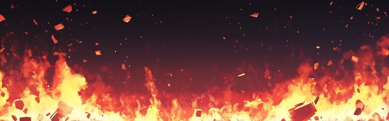 Red flame background, anime style