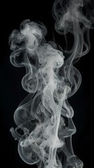 Thin White Smoke Dancing Elegantly Against a Deep Black Background