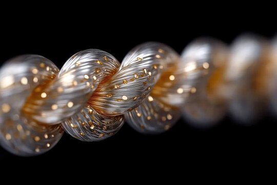 Intertwined silver and gold rope with textured surface - Powered by Adobe