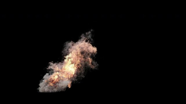 High-Resolution 4K Fire Smoke VFX Element on Black Background &ndash; Perfect for Matte Compositing, Visual Effects, and Easy Integration in Film and Video Production