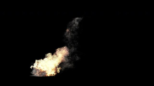 High-Resolution 4K Fire Smoke VFX Element on Black Background &ndash; Perfect for Matte Compositing, Visual Effects, and Easy Integration in Film and Video Production