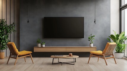 A 4K TV mounted on a wall in a modern living room