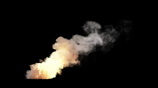 High-Resolution 4K Fire Smoke VFX Element on Black Background &ndash; Perfect for Matte Compositing, Visual Effects, and Easy Integration in Film and Video Production
