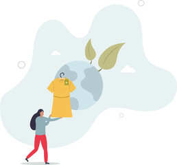 Sustainable fashion concept.Slow fashion and thrift or second hand shopping.flat design with people.