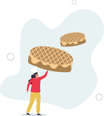 People hobbies and favorite activities.woman baked a big cake .cooking concept.flat design with people.