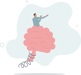 Brain intelligence, resilience or creativity to control thinking process for new idea,flat design with people.