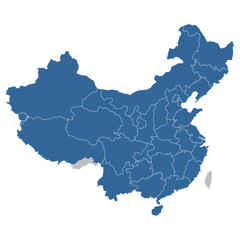 Editable vector outline map of China divided into provinces