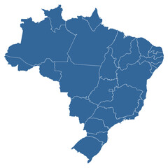 Editable vector outline map of Brazil divided into federative units