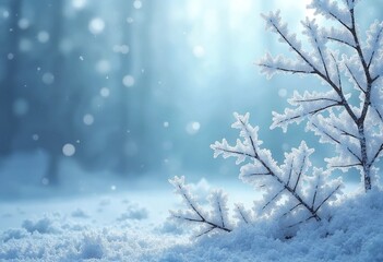Snowflakes and frosty accents for a winter-themed background, copy space on a side
