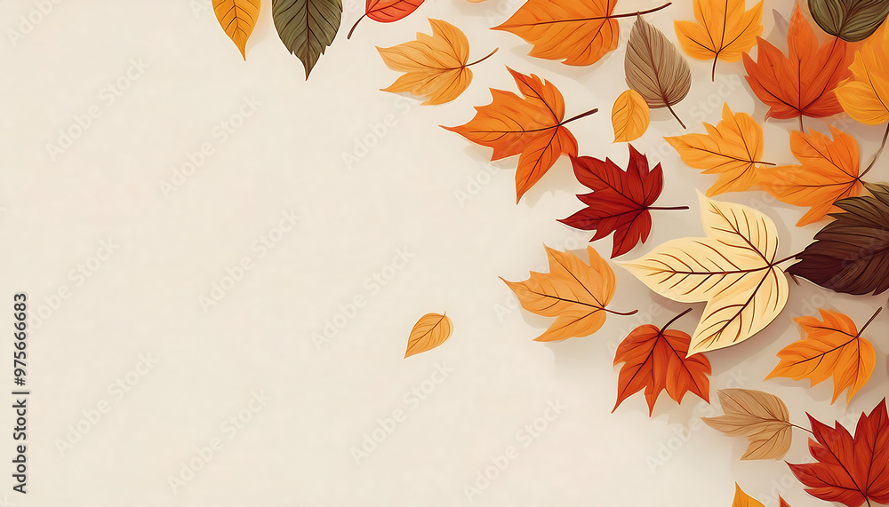 Poster autumn leaves on a white background, creating a simple and clean seasonal display. _1(118)