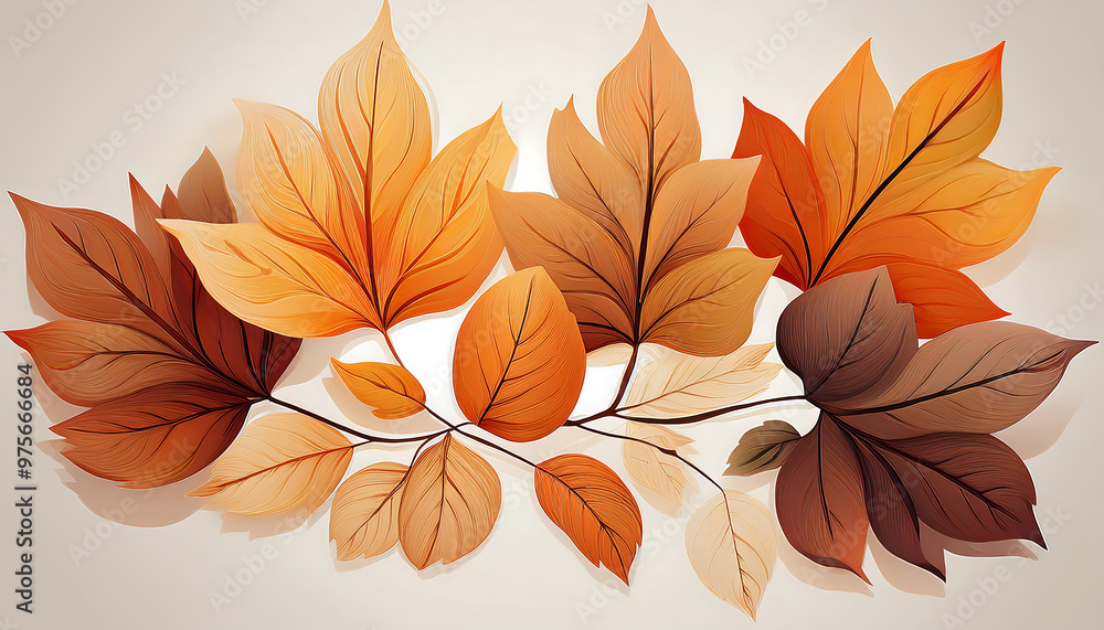 Poster autumn leaves on a white background, creating a simple and clean seasonal display. _1(117)