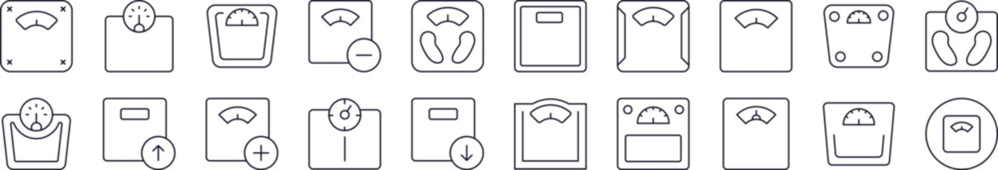 Floor Scale Line Icon Bundle. Editable Stroke. Minimalistic Linear Pictogram for Design of Cards, Apps, Banners, Posts