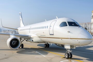 White Private Jet Parked on Airport Tarmac