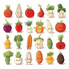 Fototapeta premium cartoon vegetables collection