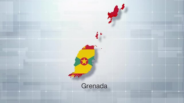 Detailed 3D Map With Flag Of Grenada