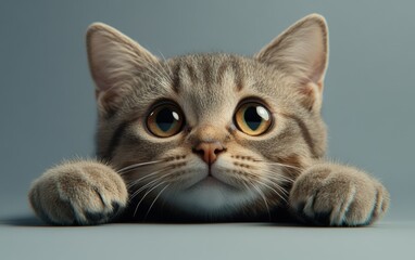 Anthropomorphic cat isolated on clear gray background photo 