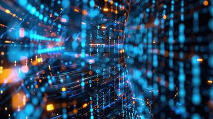 Futuristic digital network and data interconnection abstract background  Cyberpunk inspired digital matrix with particles lines