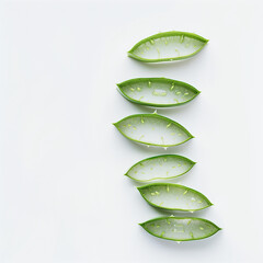 sliced Aloe Vera pieces on top view on a white background