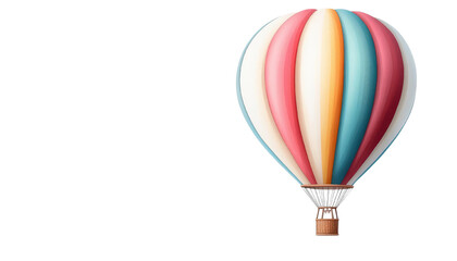 Naklejka premium A vibrant hot air balloon with colorful stripes, soaring high in the sky, symbolizing adventure and freedom.