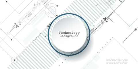 Vector Abstract circuit board, Illustration high tech computer, engineering, science and information technology on white color background. Hi-tech digital technology and futuristic concept