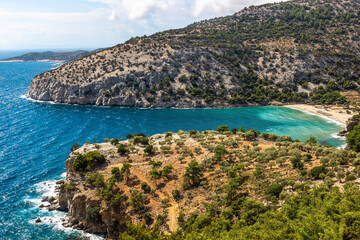 Naklejka premium Exploring the Crystal Waters and Lush Shores of the Mediterranean,vacation guide to the scenic coastlines of Greece and Italy