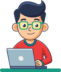 Man using laptop illustration cartoon character