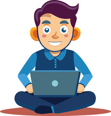 Man using laptop illustration cartoon character