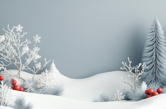 Seasons Greetings Card with Winter Wonderland Theme and Text Space