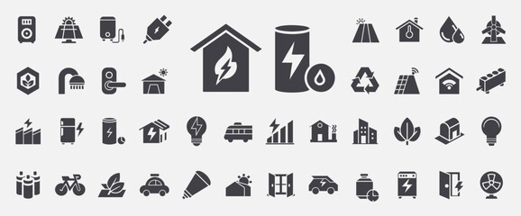energy efficiency glyph icon set