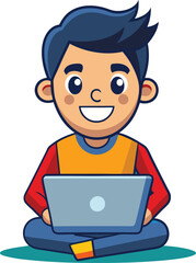 Man using laptop illustration cartoon character