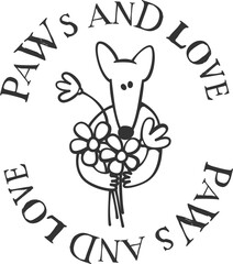 Doodle dog simple outline drawing