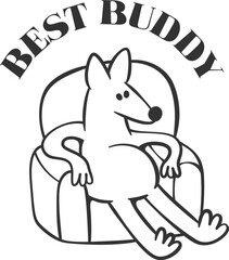 Doodle dog simple outline drawing