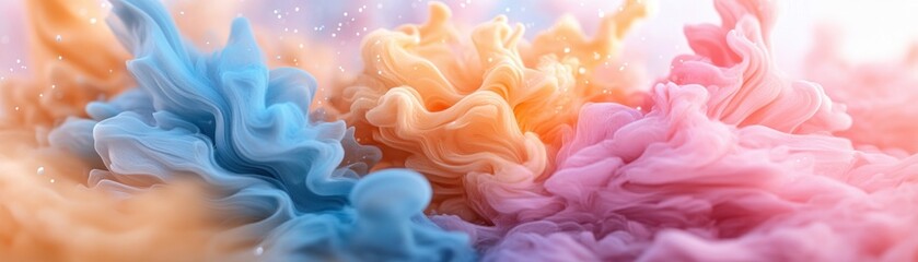 Abstract Colorful Swirls A Vibrant Blend of Blue, Pink, and Orange, Evoking a Festive Atmosphere of Joy and Energy Perfect for Backgrounds, Designs, and Creative Projects