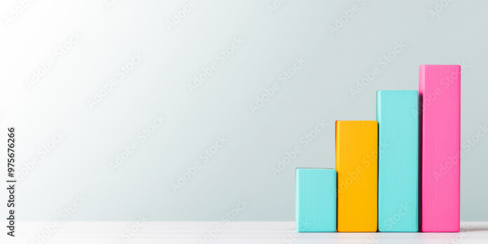 Poster colorful bar graph representing growth and progress