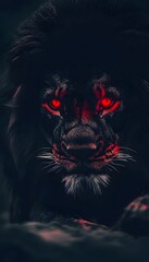 Dark Lion with red eyes