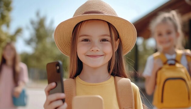 First Day of School Memories Proud Parents Capture Their Child's Joy with Friends, Back to School Smiles and Backpacks - Powered by Adobe