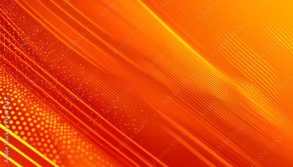 Poster abstract orange background with lines and halftone effect