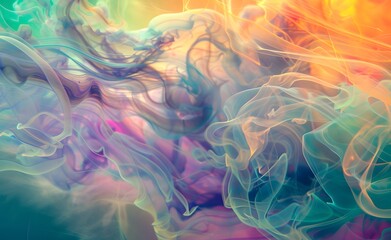 Obraz premium Artistic wallpaper featuring a delicate swirling flow of bright colours and swirling patterns.