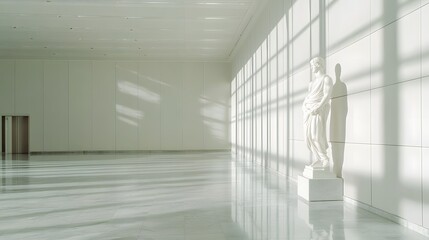 Fototapeta premium 131. A lone white statue in a clean, bright space