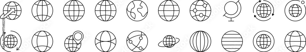 Aufkleber collection of line icons of globe. editable stroke. minimalistic linear pictogram for design of card