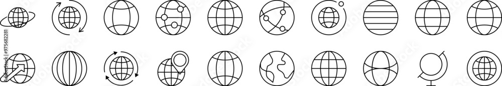 Aufkleber simple linear icon of globe. editable stroke. minimalistic linear pictogram for design of cards, app