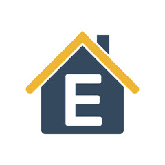 house energy efficiency rating, european union ecological class e, vector icon