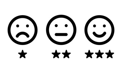 different moods smiles and stars rating, vector icons set